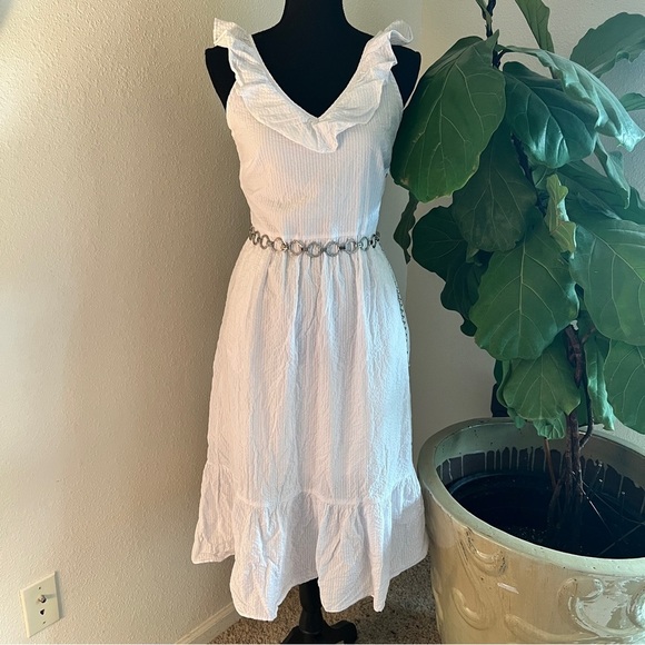 Vineyard Vines for Target Women’s White Seersucker Sleeveless Ruffle Sundress S - Picture 2 of 16